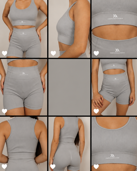 Conjunto top y short gris talla M